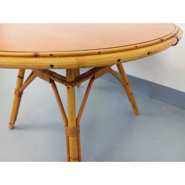 Vintage Round Coffee Table in Rattan and Wood, 1960s For Sale - Image 10 of 14