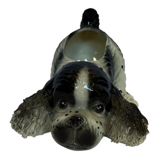 1940s Porcelain Freckled Cute Dog Planter For Sale