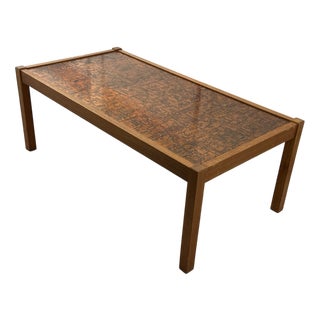 Vintage Brutalist Coffee Table with Copper Inlay Top, 1960s For Sale