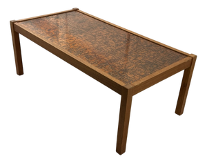 Vintage Brutalist Coffee Table with Copper Inlay Top, 1960s