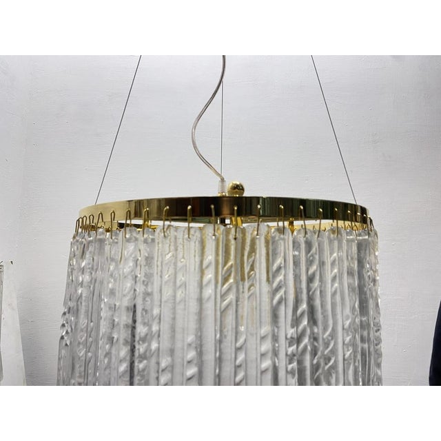 1980s Murano Glass Rod Brass Light Pendant, 1980s For Sale - Image 5 of 12