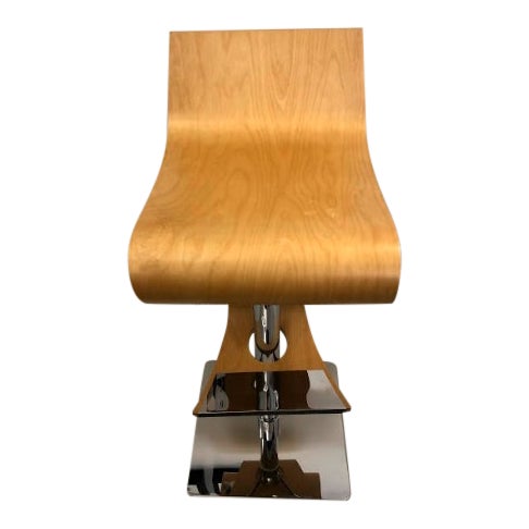 Contemporary Curved Wood Super Modern Adjustable Stool Chairish
