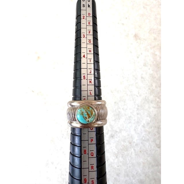 Vintage Sterling Silver and Turquoise Ring For Sale - Image 4 of 6