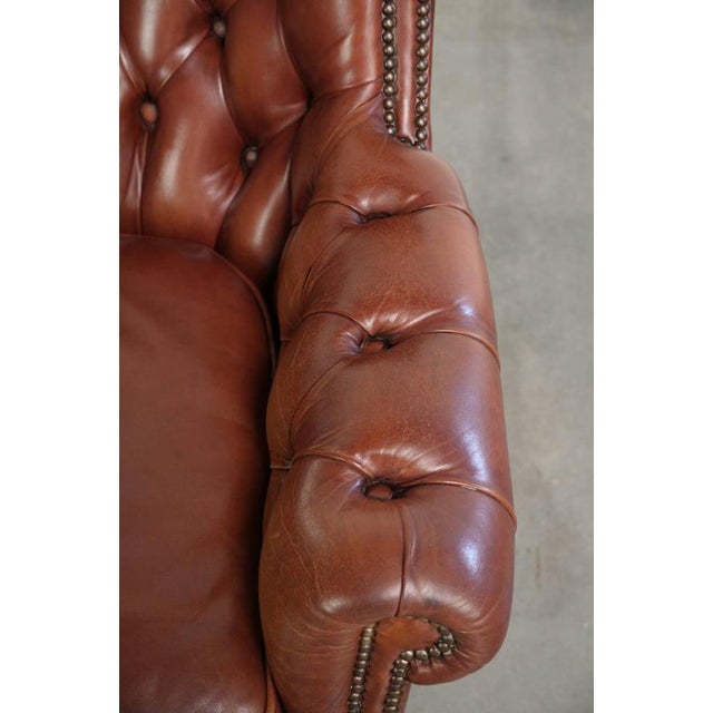Brown Chesterfield Club Chair in Cowhide Leather For Sale - Image 8 of 13
