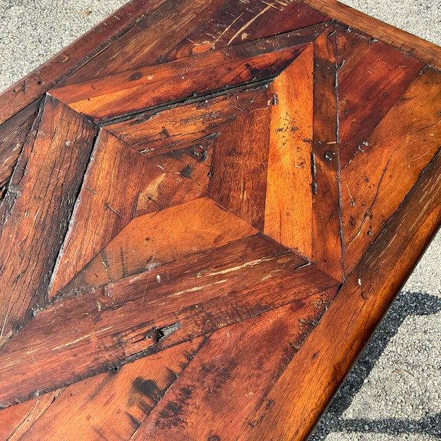Vintage Boho Theodore Alexander “Castle Bromwitch” Reclaimed Wood Side Table For Sale - Image 9 of 12