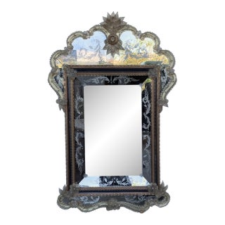 18th Century Crest Top Venetian Rectangular Mirror, Handmade and Hand Silvered For Sale