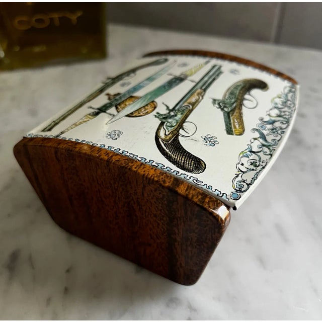 Metal Fornasetti Attributed MCM Metal Box With Arms Decoration For Sale - Image 7 of 8