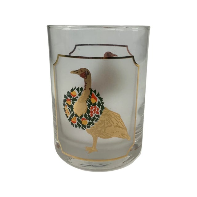 Gold Set of 8 Vintage Culver Festive Geese Old Fashioned Glasses For Sale - Image 8 of 10