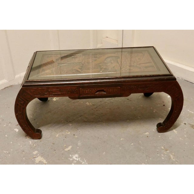 Oriental Deeply Carved Coffee Table, 1920 For Sale - Image 3 of 7