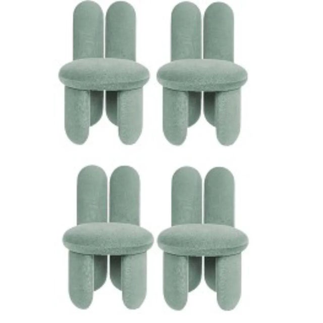 Set of 4 glazy chairs, gentle 933 by royal stranger dimensions: w 58 d 58 h 85 cm sh 50 sd 46 cm materials: upholstery...