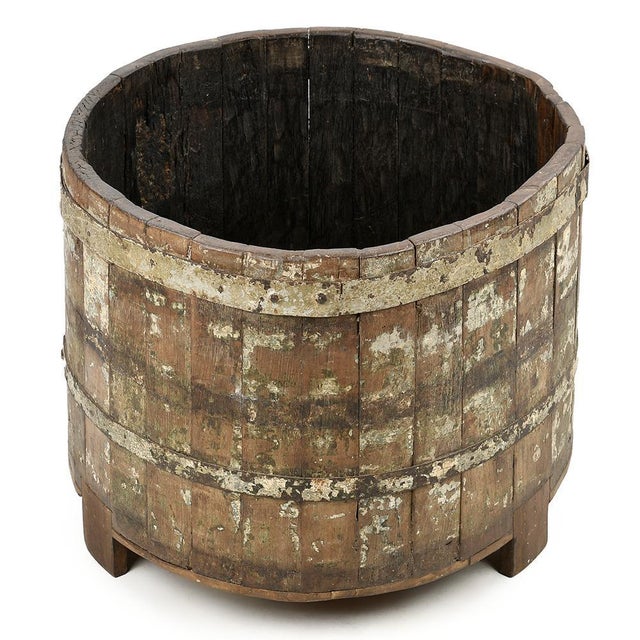 Brown Rustic Solid Wood Barrel For Sale - Image 8 of 8