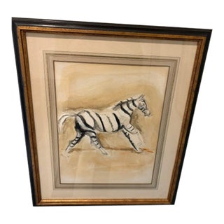 Set of 4 Original Watercolor and Ink Zebra Studies With Artist Signature on Each For Sale