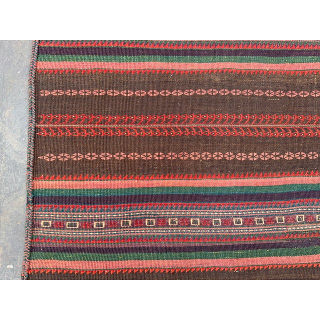 Vintage Afghan Hand Woven Tribal Maldari Kilim Rug For Sale - Image 4 of 7