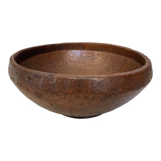 Large Rustic Teak Wood Bowl For Sale