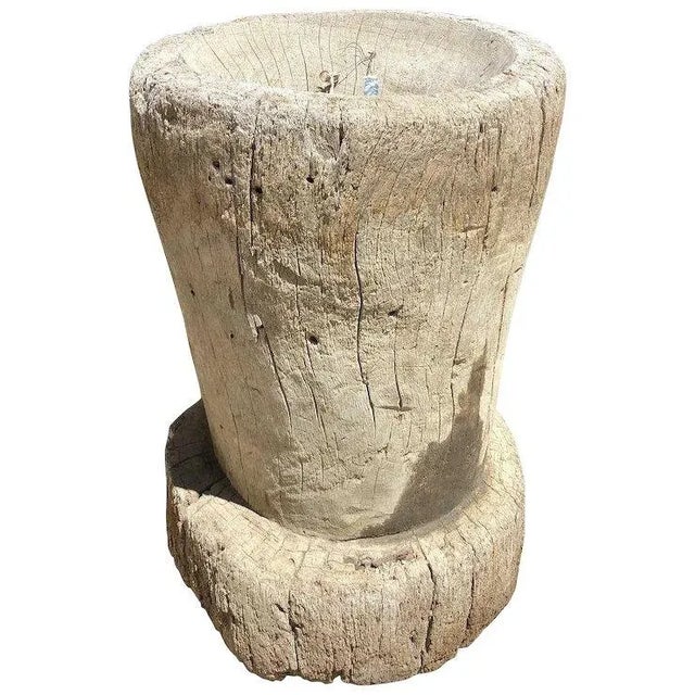 Large Mexican Huastec Primitive Hand Hewn Log Coffee Mortar For Sale - Image 4 of 4