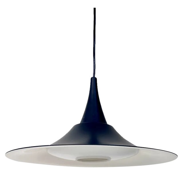 Scandinavian Aluminium & Opaline Glass Tulip Hanging Lamp, 1970s For Sale