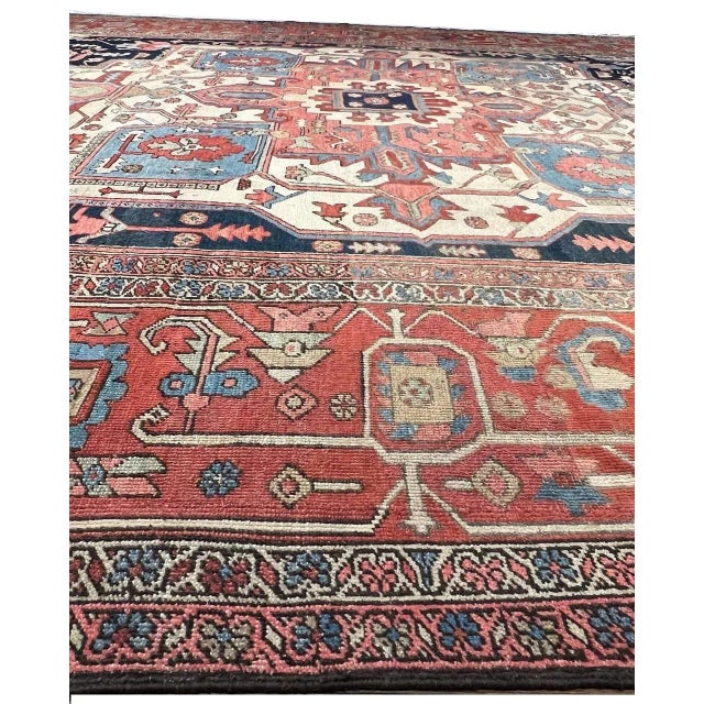 Mid 18th Century Persian Hand Knotted Antique Serapi Rug For Sale In Washington DC - Image 6 of 13