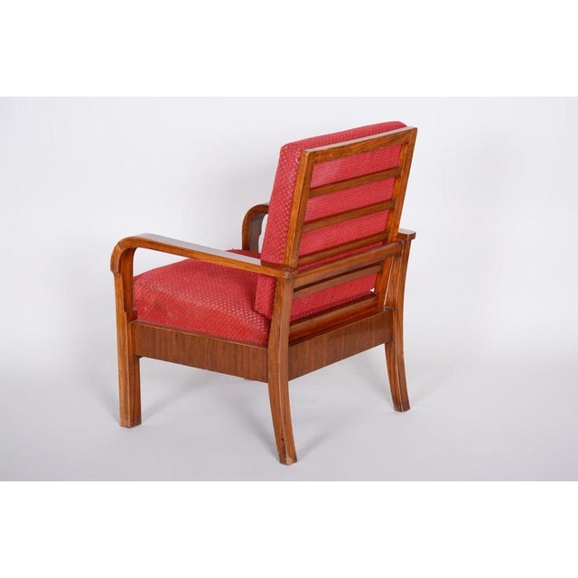 Czech Art Deco Upholstered Walnut Lounge Chairs, 1930s, Set of 2 For Sale - Image 6 of 12