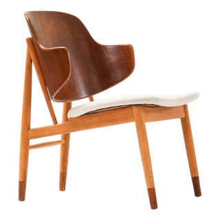 Easy Chair in Beech, Teak and Wool from Ib Kofod-Larsen, 1950s For Sale