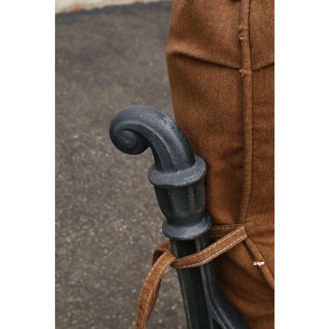 Black Cast Aluminum Pair Of Outdoor Swivel Lounge Chairs With Cushions For Sale - Image 8 of 18