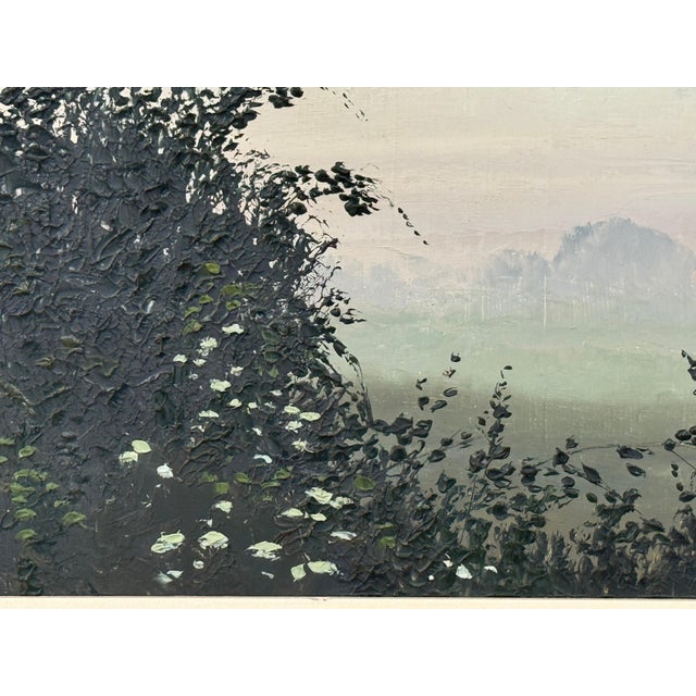 Paint Hedgerow & Fields with Wild Flowers in an Overcast English Countryside Landscape 1985 For Sale - Image 7 of 17