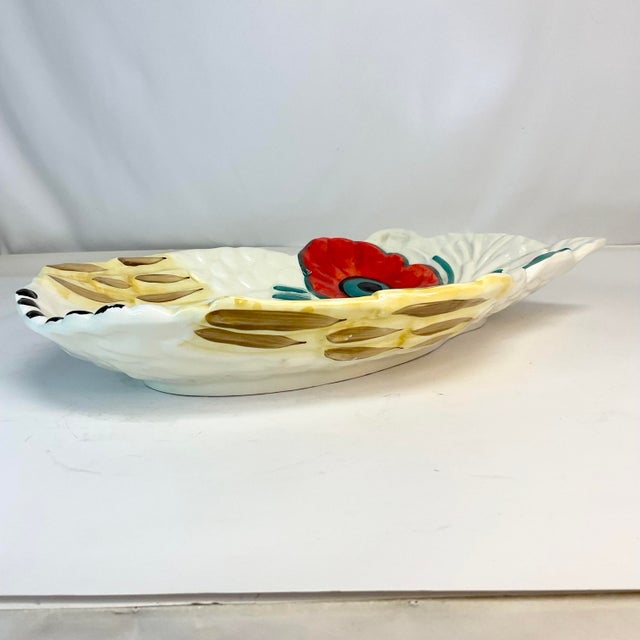 Ivory 1970s Vintage Americana Ceramic Folk Art Owl Platter-Bowl, Halloween For Sale - Image 8 of 9