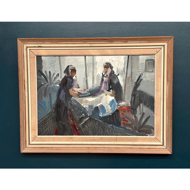 Eric Lo, Figures in Traditional Attire, 1950s, Oil on Canvas, Framed For Sale - Image 12 of 15