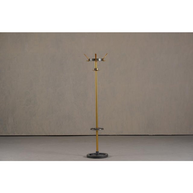 Metal Vintage Brass & Metal Coat Stand from Jacques Adnet, France, 1950s For Sale - Image 7 of 7