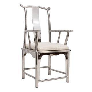 Vincent Wolf Stainless Steel Ming Style Official’s Hat Armchair For Sale