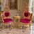 Baroque 1970s Italian Artisan Baroque Gold Red Velvet Chairs-Pair For Sale - Image 3 of 11