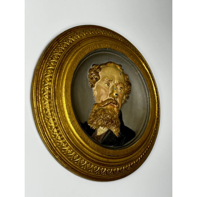 Traditional British Victorian 19th Century Gilt Bronze Charles Dickens Portrait Wall Sculpture For Sale - Image 6 of 12