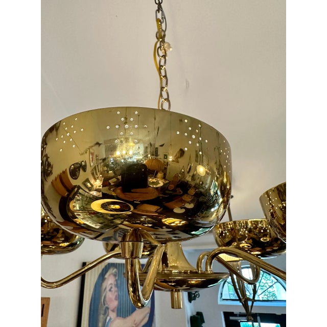 Lightolier Vintage Lightolier 5-Light Perforated Brass Chandelier For Sale - Image 4 of 12