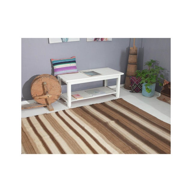 1960s Large Vintage Brown Turkish Kars Kilim - 9`2" X 12`6" For Sale - Image 5 of 6