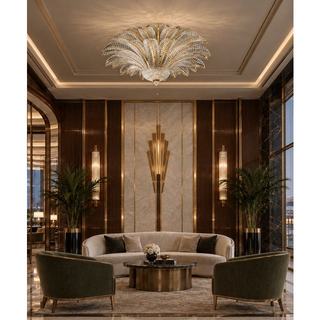 Not Yet Made - Made To Order 21st Century Gold Fern Flush Mount by Fabio LTD For Sale - Image 5 of 5