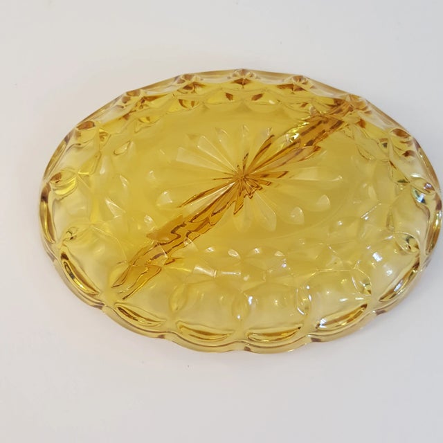 American 1970 Anchor Hocking Amber Glass Relish Dish For Sale - Image 3 of 9