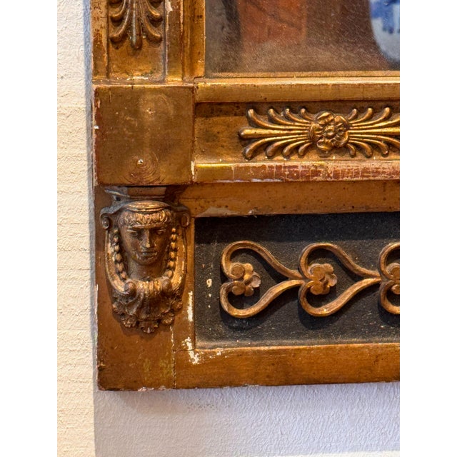 Wood French Empire Giltwood and Black Painted Pier Mirror For Sale - Image 7 of 8