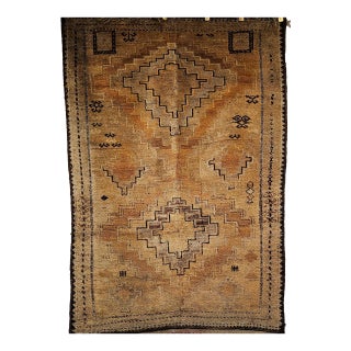 Vintage Moroccan Tribal Rug, Hand-Knotted Wool, Geometric Pattern, Camelhair, 3’ X 5’ For Sale