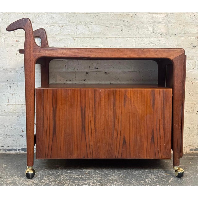 Falster Møbelfabrik Mid 20th Century Danish Modern Extendable Teak Bar Cart by Falster Møbelfabrik, Attributed For Sale - Image 4 of 14