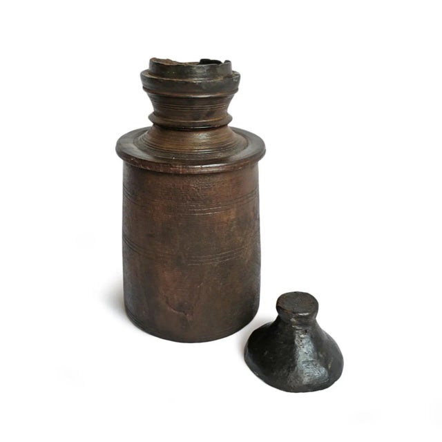 Rustic Vintage Wood Nepal Rustic Food Jar For Sale - Image 3 of 5