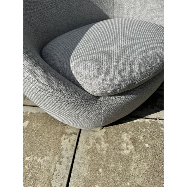 Gray West Elm Cozy Upholstered Swivel Chair For Sale - Image 8 of 12