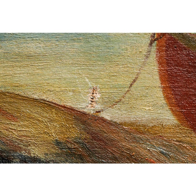 Colorful Mediterranean Coast Landscape Antique Oil Painting Home Wall Decor Grand Tour Travel For Sale - Image 9 of 11