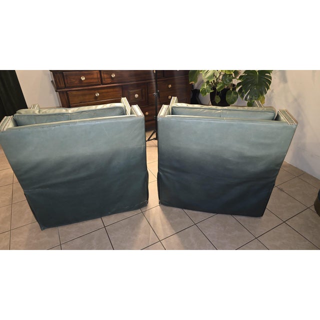 Bernhardt "Delano" Leather Club Chairs For Sale In Phoenix - Image 6 of 12