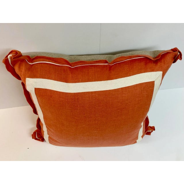 Textile Coral Linene Geometric Toss Pillow For Sale - Image 7 of 11