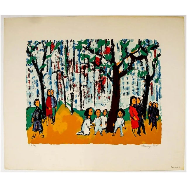 "At Play" MCM screenprint by Frank Kleinholz (1901-1987). Pencil signed, titled and numbered 52 of 125. This print is #91...