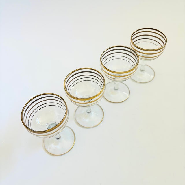 Vintage Gold Striped Coupes - Set of 4 For Sale In San Francisco - Image 6 of 7