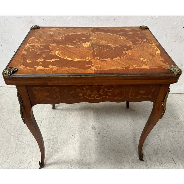 Louis XV Style Games Table with Marquetry Decoration, 20th Century For Sale - Image 15 of 15