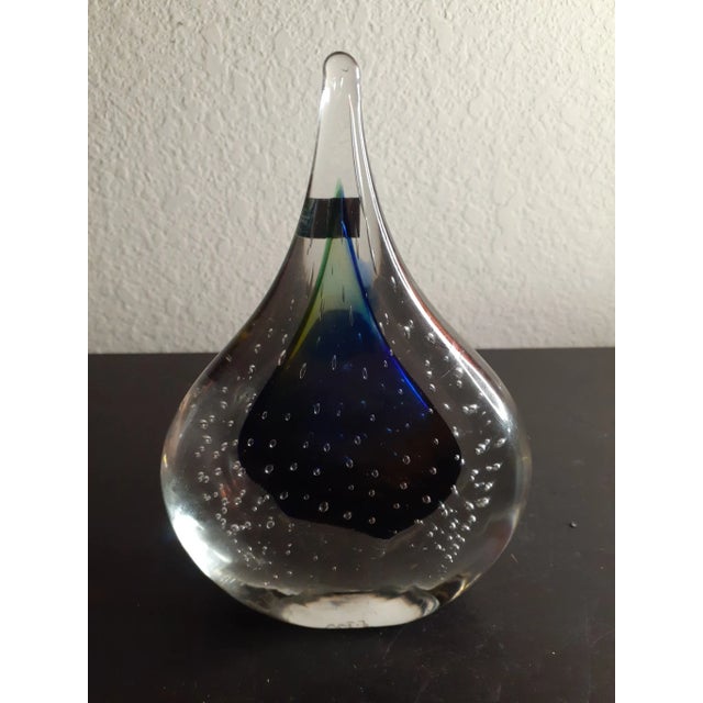 Vintage Signed Marian Pyrcak Mp Poland Bullicante Teardrop Paperweight For Sale In Dallas - Image 6 of 8