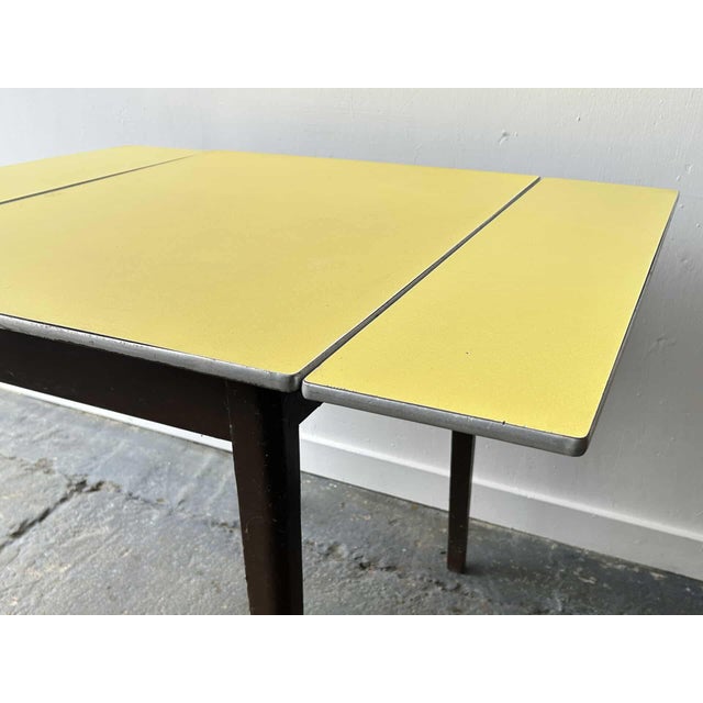 Wood Mid-Century Formica Drop-Leaf Dining Table For Sale - Image 7 of 11