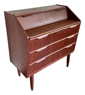 A Mid Century Modern Teak Secretary Desk Made in Denmark, Circa 1960s.
