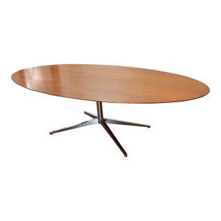 1960s Florence Knoll Walnut on Chrome Base Oval Dining / Conference Table For Sale